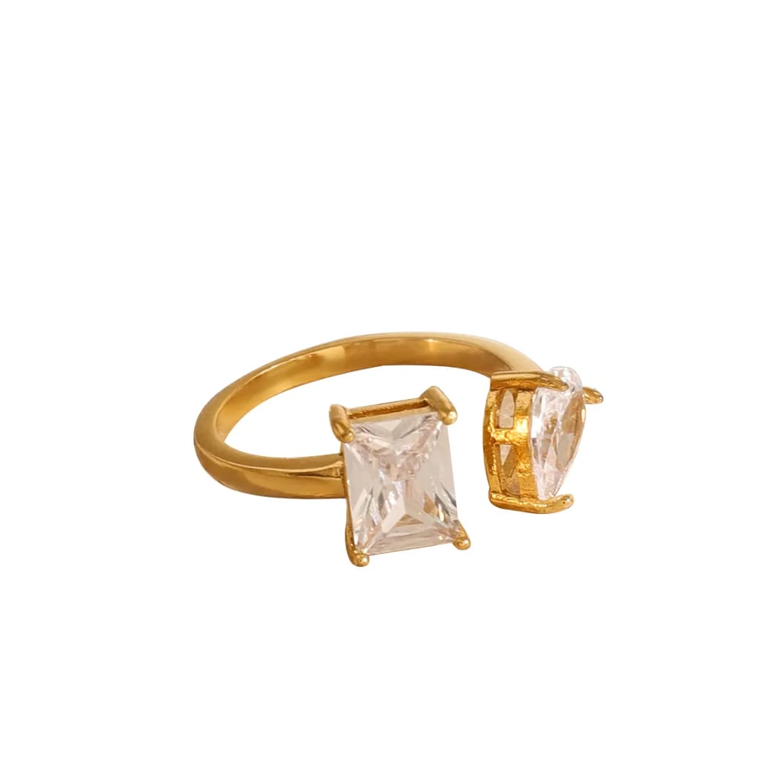 Square studs ring 18k gold plated jewellery