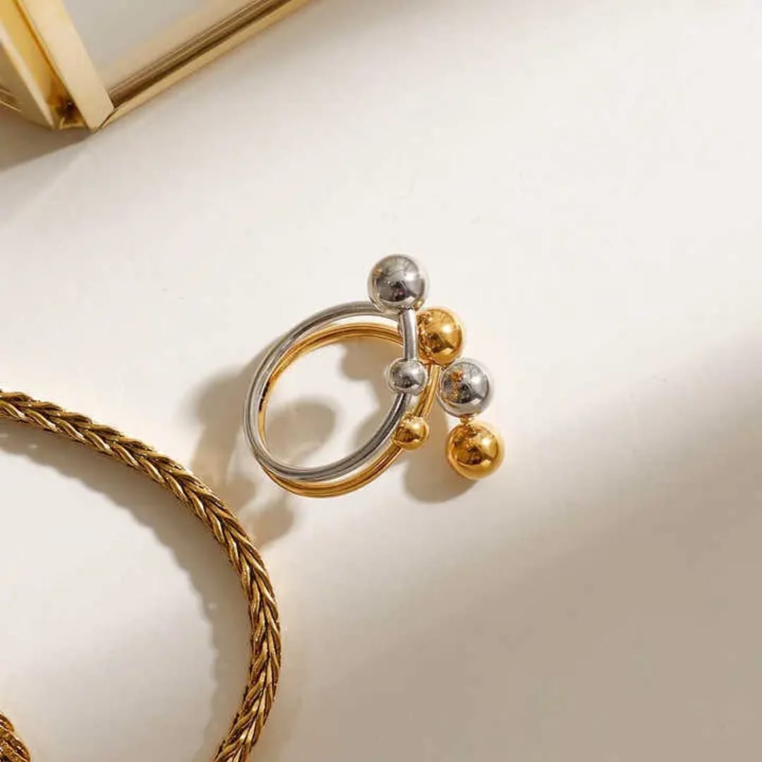 Silver gold studs ring to flaunt 18k gold plated jewellery