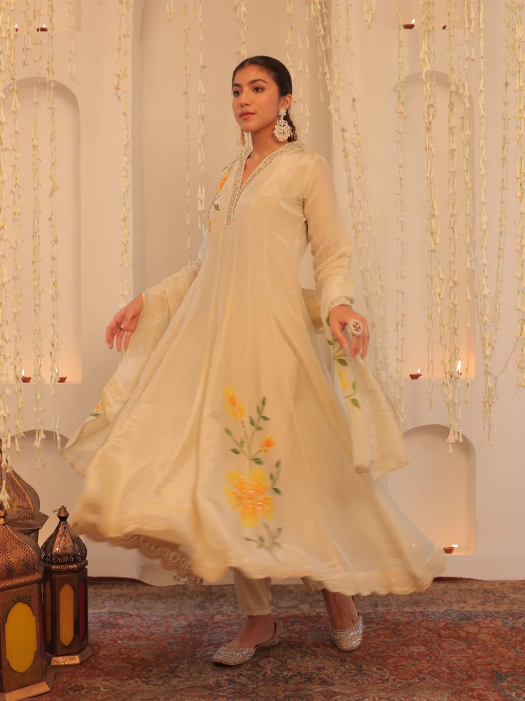 Anarkali tissue shimmer Anarkali dress