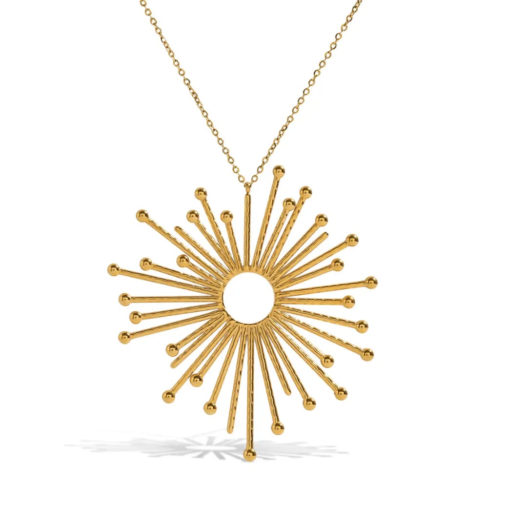 Chain and sun shined pendant 18k gold plated jewellery