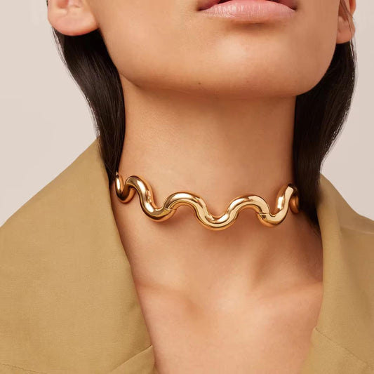 Zigzag necklace 18kt gold plated jewellery